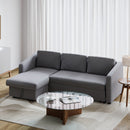 Livingandhome L-Shaped 3-Seater Sofa Bed in Dark Grey Fabric