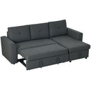 HOMCOM Dark Blue 3 Seater Sofa Bed, Convertible Pull Out Sofa With Storage
