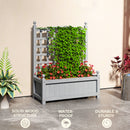 Outsunny Raised Garden Bed with Trellis Garden Planters Indoor Grey