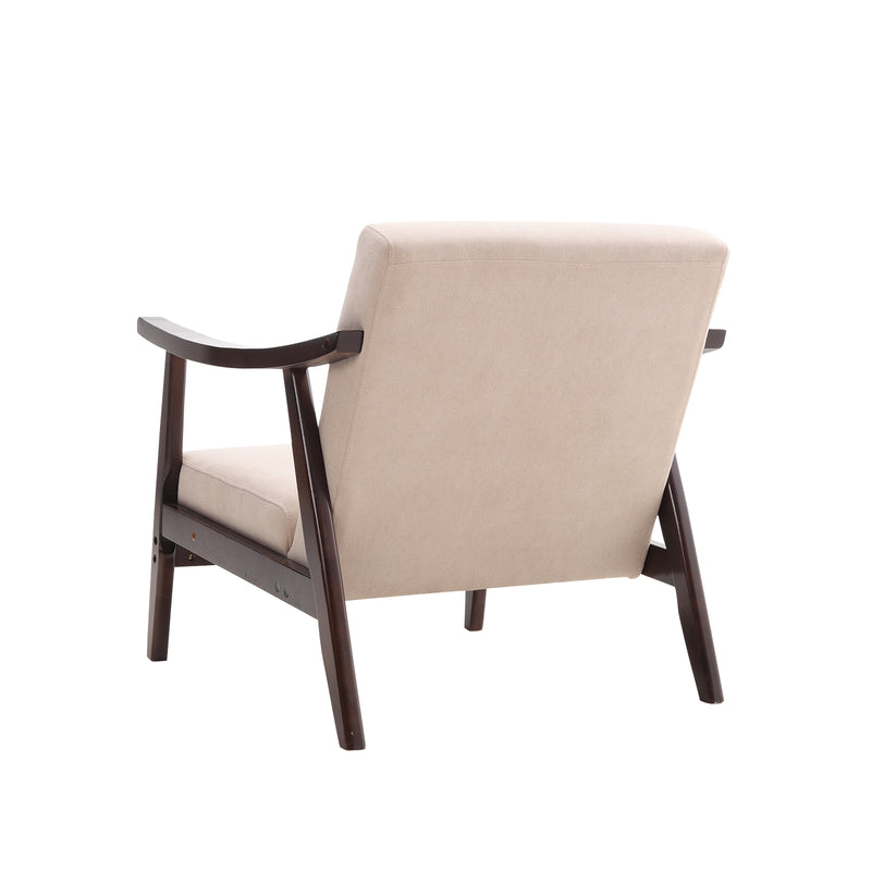 Livingandhome Beige Fabric Accent Chair with Wooden Frame
