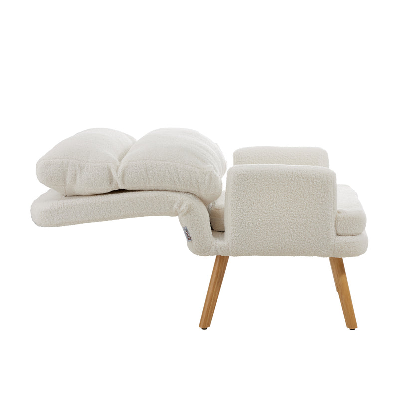 Livingandhome Sherpa Upholstery Lounge Chair and Footstool Set