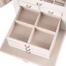 Sheonly Large Multi Tier Faux Leather Jewellery Storage Box with Handle