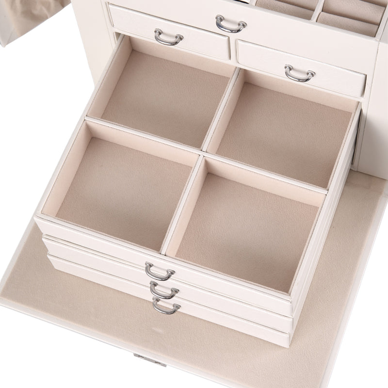 Sheonly Large Multi Tier Faux Leather Jewellery Storage Box with Handle