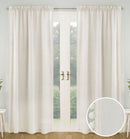 Pair of Tahiti Cream Pom-Pom Trim Linen Look Voile Panels with Rod Pocket Header