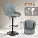 HOMCOM Bar Stools Set Of 2, Adjustable Bar Chairs Swivel Light Grey