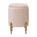 Livingandhome Modern Pleated Storage Ottoman with Metal Base