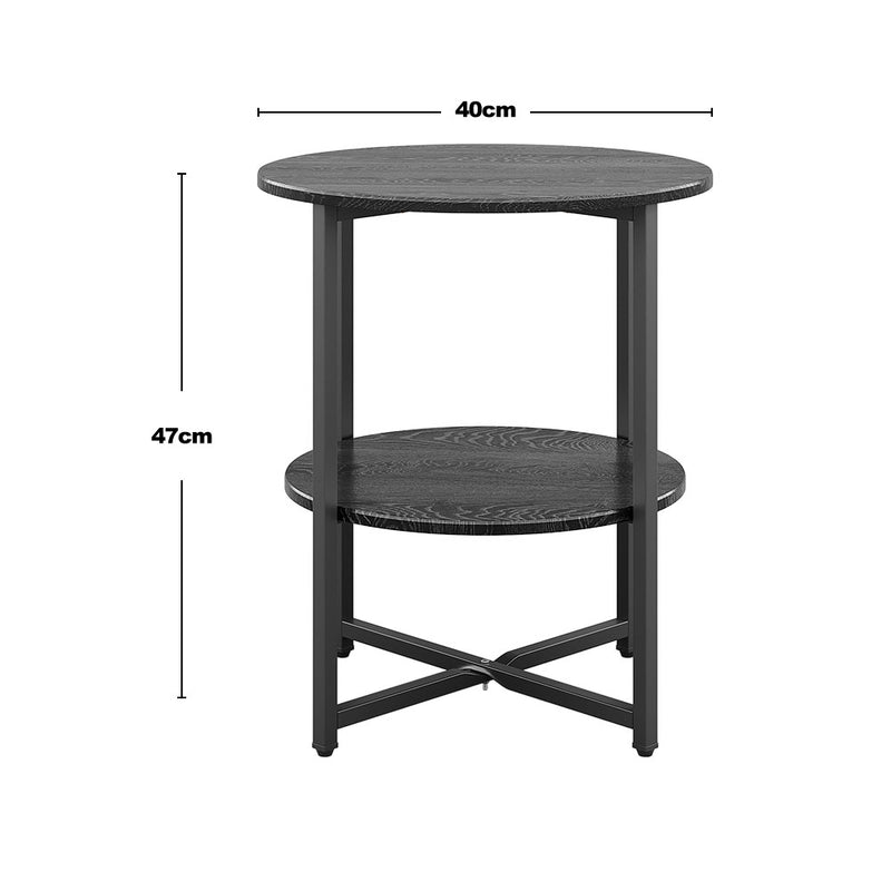 Livingandhome Small Round Coffee Table with 2 Tier