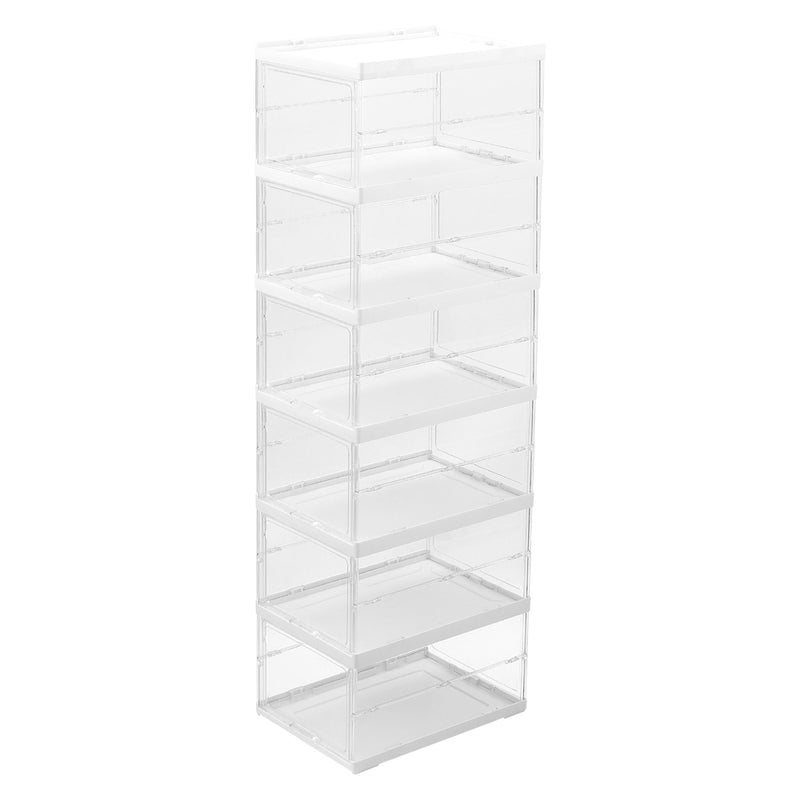 Livingandhome 6-Tier Transparent Foldable Shoe Storage Box