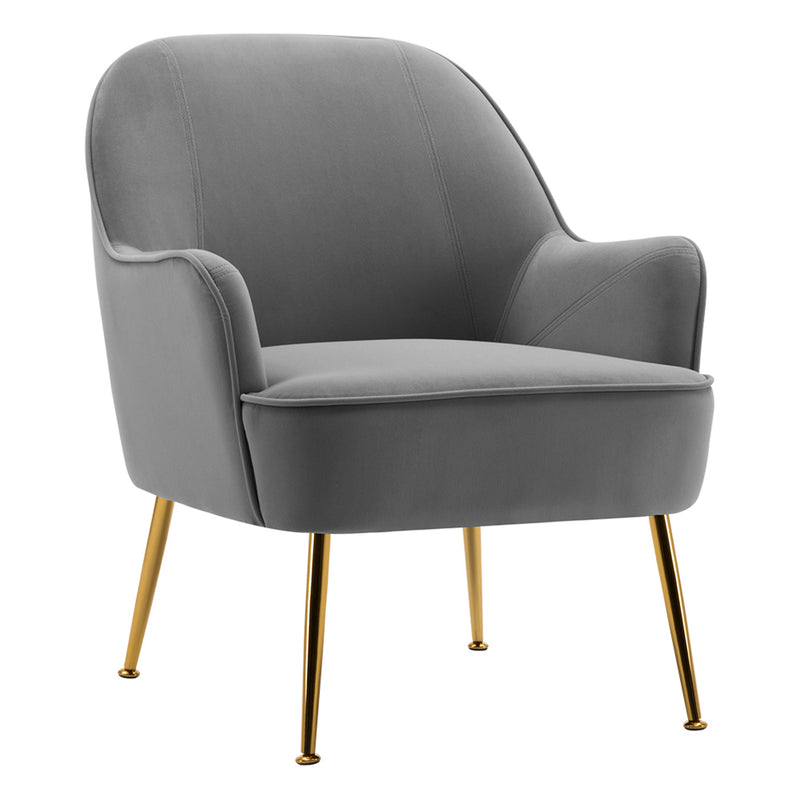 Livingandhome Contemporary Upholstered Comfy Armchair with Gold-Plated Feet