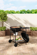 Breeins Outdoor Round Charcoal Grill with Side Table