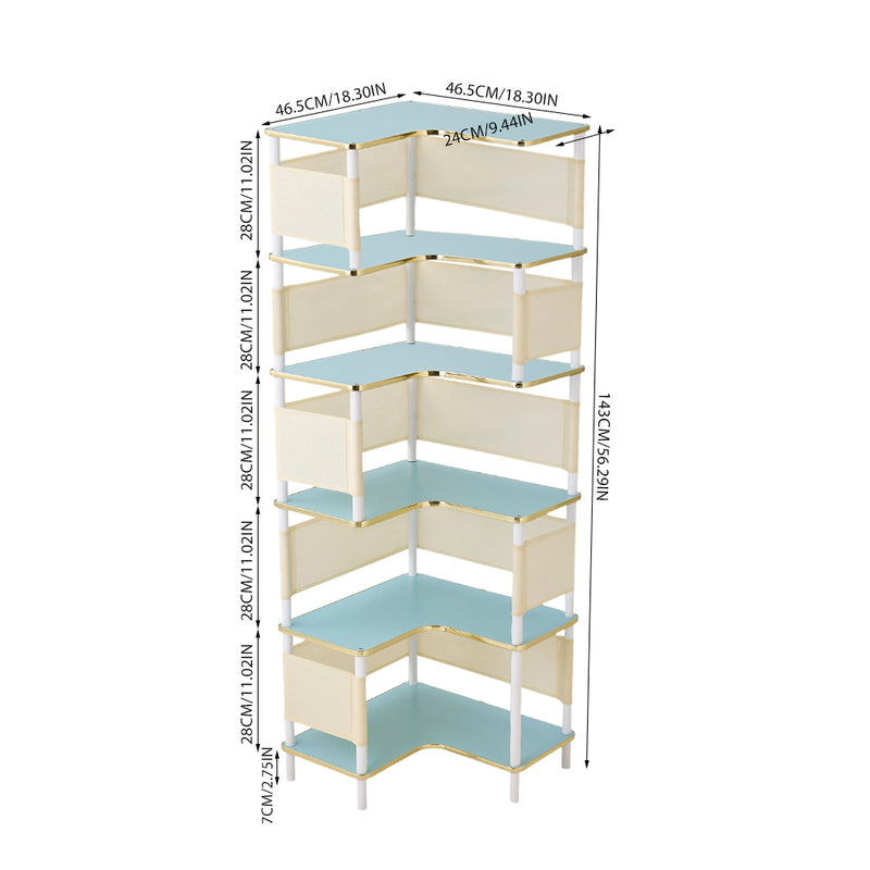 Livingandhome Minimalist Corner Bookshelf with Gold Frame