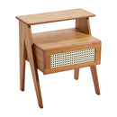 Livingandhome Wooden Nightstand Storage Cabinet with Shelf