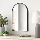 Livingandhome Arched Wall Mirror in Black Aluminum Alloy Frame