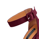 Pointed Toe High Block Heel Close Toe Shoes - Red