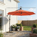 Outsunny 3 M Garden Cantilever Parasol With Solar Light, Rotation, Orange