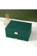 Sheonly 3-Tier Dark Green Velvet Jewellery Box with Lock
