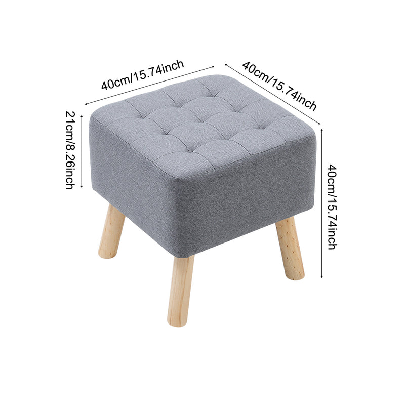 Livingandhome Linen Fabric Padded Wooden Leg Footstool