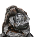 Garden Sanctuary Tiered Rock Cascading Tabletop Water Fountain with LED Crystal Ball