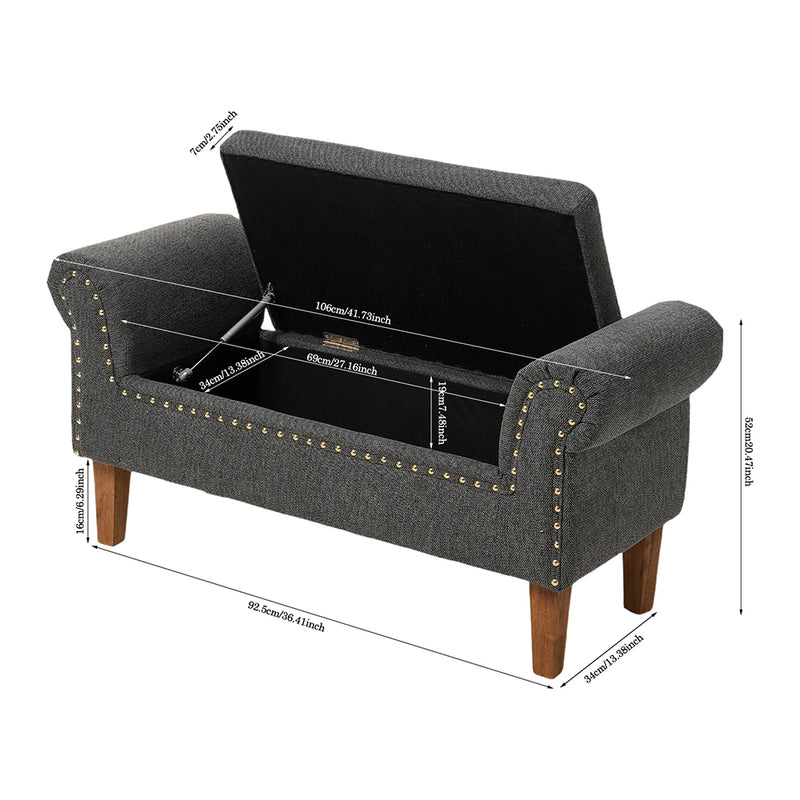 Livingandhome Linen Upholstered Storage Bench