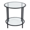 Livingandhome Round Tempered Glass Side Table