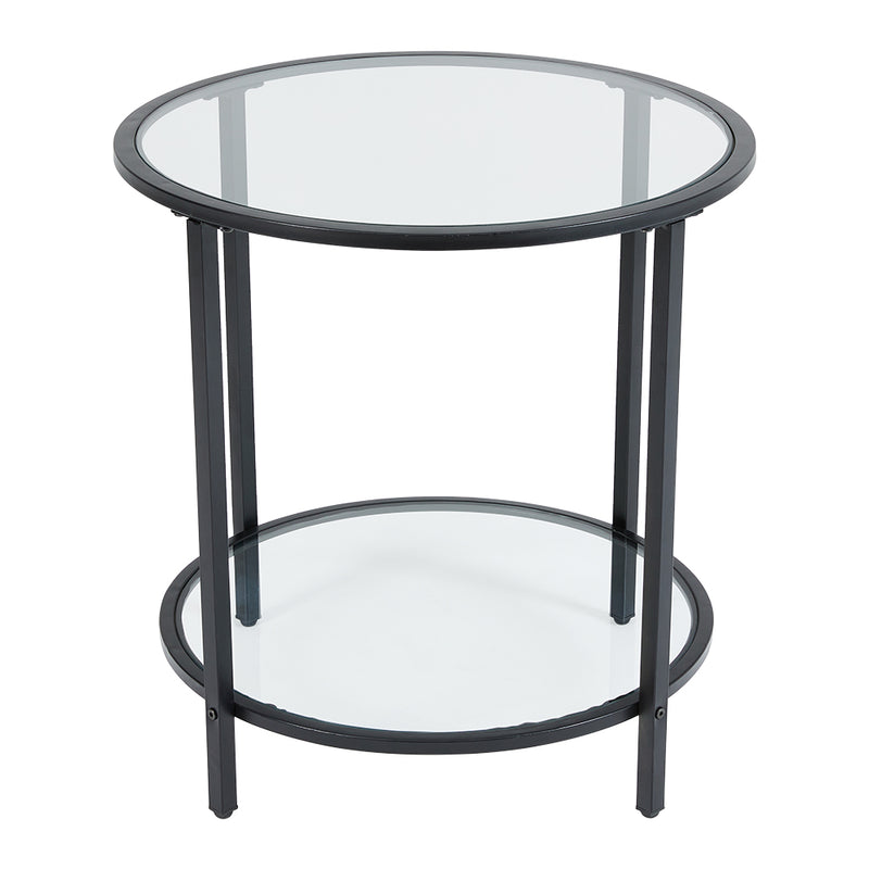 Livingandhome Round Tempered Glass Side Table
