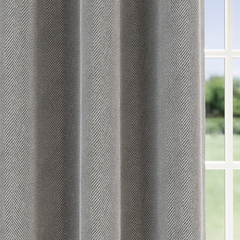 Enhanced Living Chester Grey Eyelet Thermal Noise Reducing Blackout Curtains - Pair