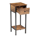 Livingandhome Industrial Side Table with Drawer and Shelf