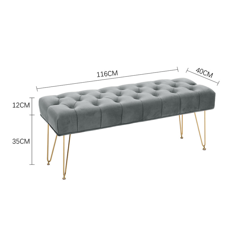 Livingandhome Gold Hairpin Leg Velvet Bench