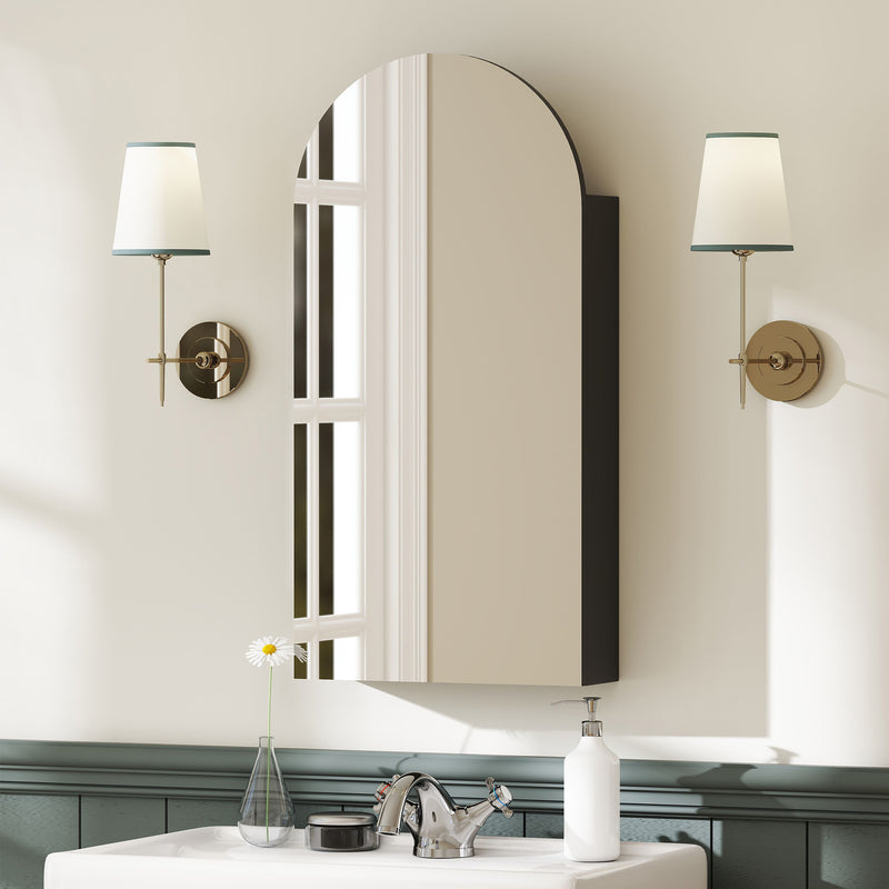 HOMCOM Bathroom Mirror Cabinet with Adjustable Glass Shelves