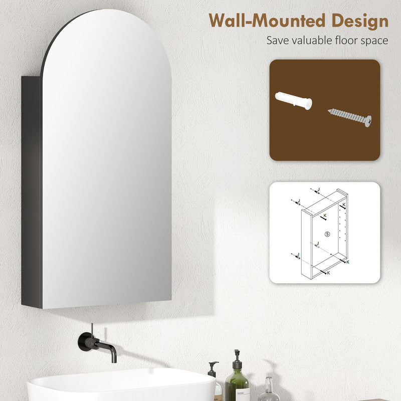HOMCOM Bathroom Mirror Cabinet with Adjustable Glass Shelves