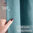 Velvet Chenille Thermal Fleece Lined Single Pencil Pleat Taped Top Door Curtain