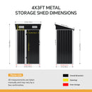 Breeins 4 x 3ft/5 x 3ft Metal Garden Storage Shed with Lockable Door