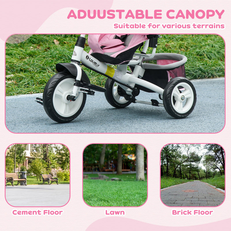 HOMCOM 6 in 1 Kids Trike, Stroller with Parent Handle