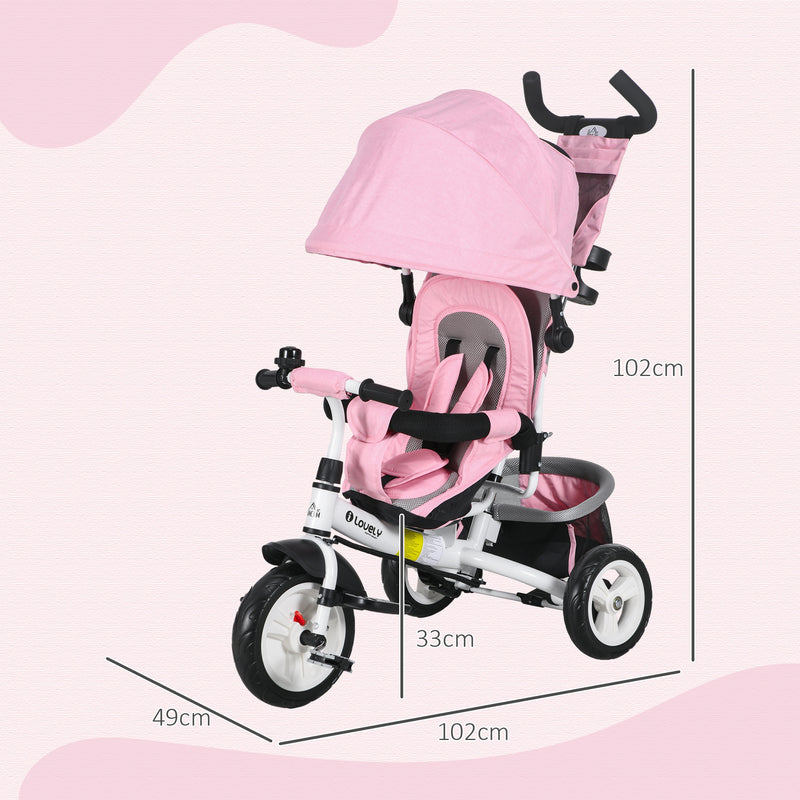 HOMCOM 6 in 1 Kids Trike, Stroller with Parent Handle