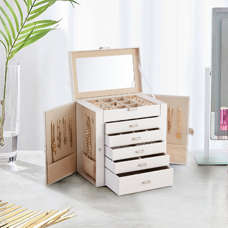 Sheonly Large Jewellery Box with Drawers and Mirror