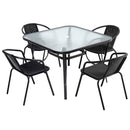 Breeins Metal Outdoor Coffee Table With 4 Rattan Chairs