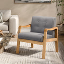 Livingandhome Grey Fabric Armchair with Rubberwood Legs