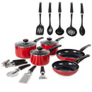 Morphy Richards Equip 14 Piece Pan & Tools Set  - Red