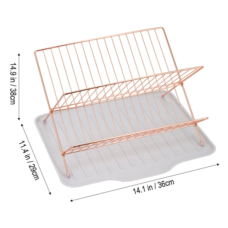 Lifeideas 2-Tier Foldable Countertop Dish Drying Rack with Drip Tray