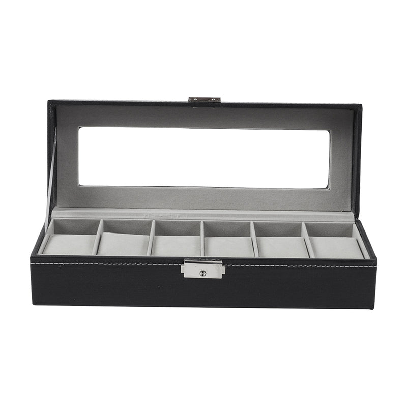 Sheonly Elegant Faux Leather Watch Display Case with 6 Slots