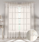 Pair of Kensington Natural Floral MacramÃ© Top Panels on a Crush Voile Base 229CM