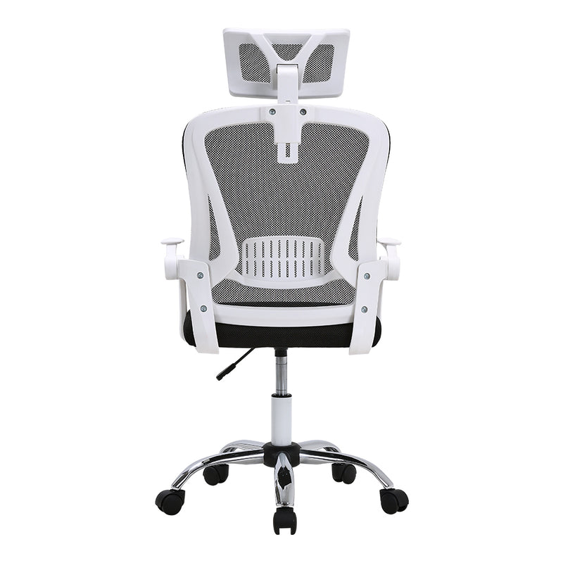 Livingandhome Swivel Office Chair with Headrest-White