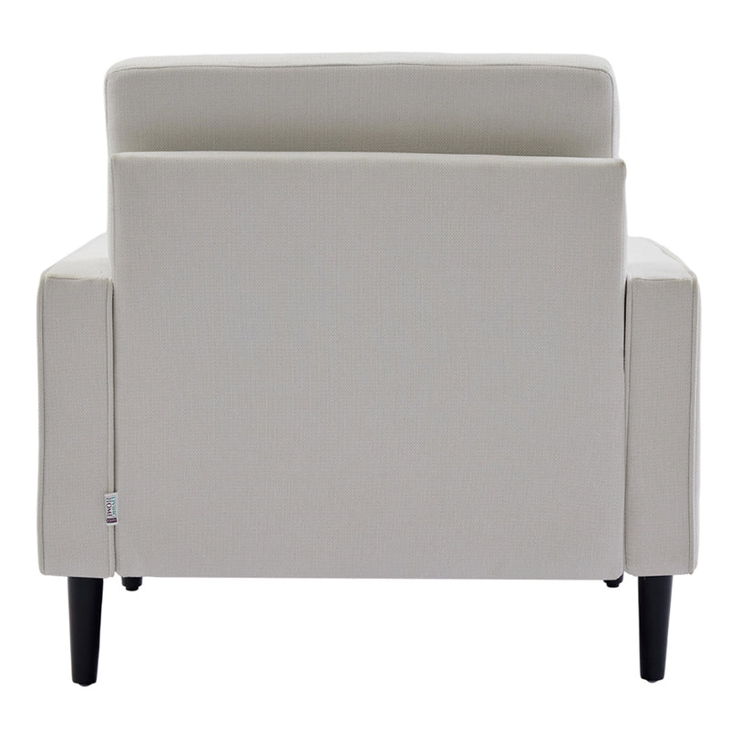 Livingandhome Beige Linen Mid-Century Armchair