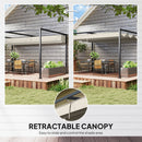 Outsunny Metal Pergola Gazebo Patio Sunshelter Retractable Canopy Cream