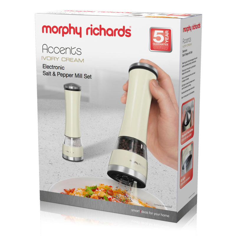 Morphy Richards Electronic Salt & Pepper Mill  - Cream