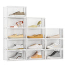 Lifeideas 12 Pack White Stackable Foldable Plastic Shoe Boxes