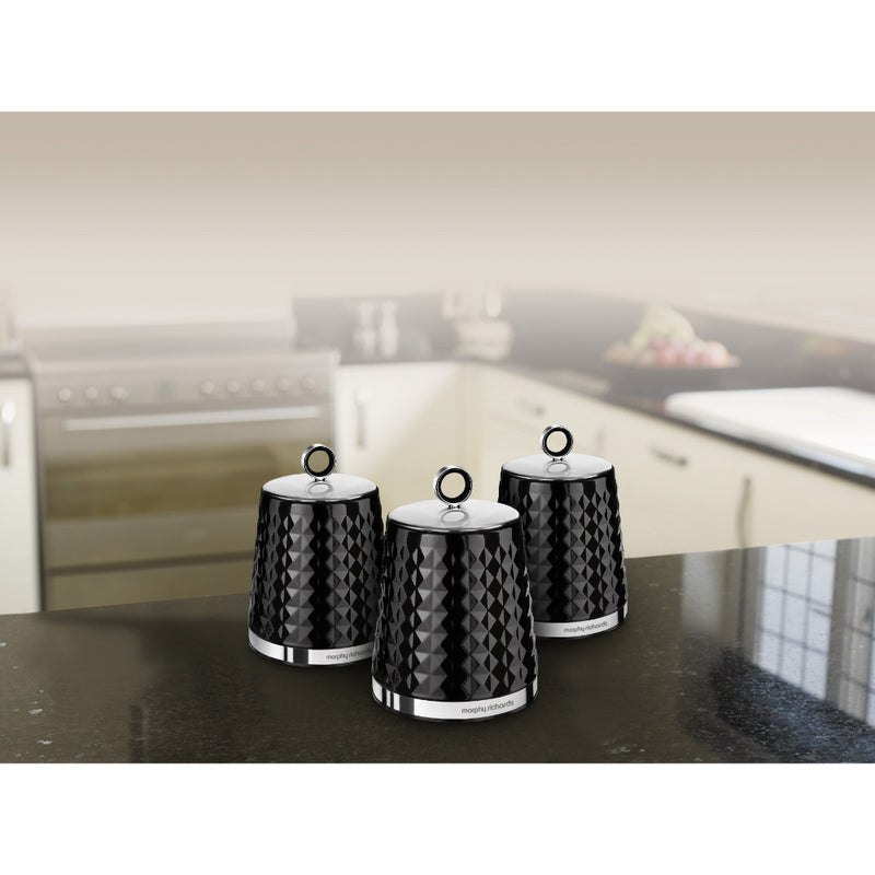 Morphy Richards Dimensions Set of 3 Canisters  - Black