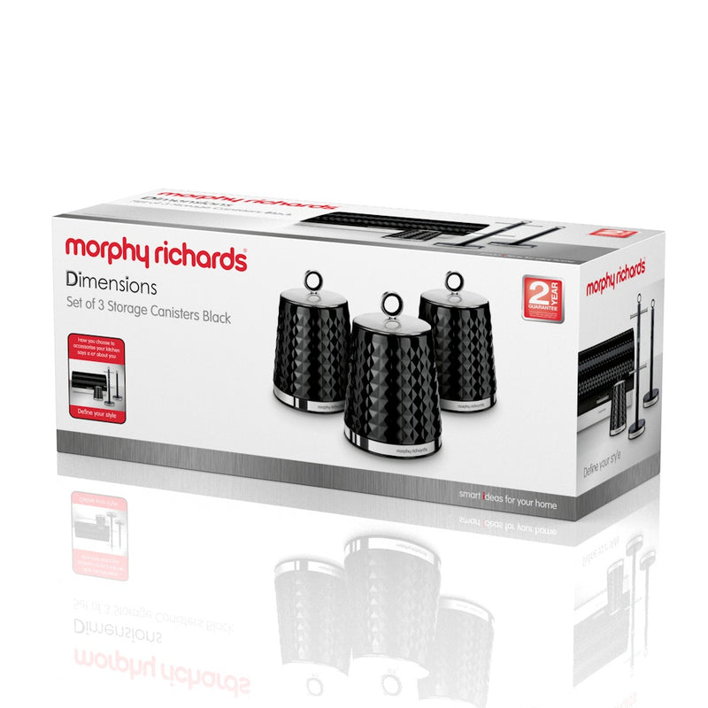 Morphy Richards Dimensions Set of 3 Canisters  - Black