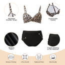 High-waisted Two-Piece Swimsuit Set Black Leopard