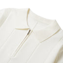 Turn-Down Short-Sleeve Polo Shirt Cream Zip